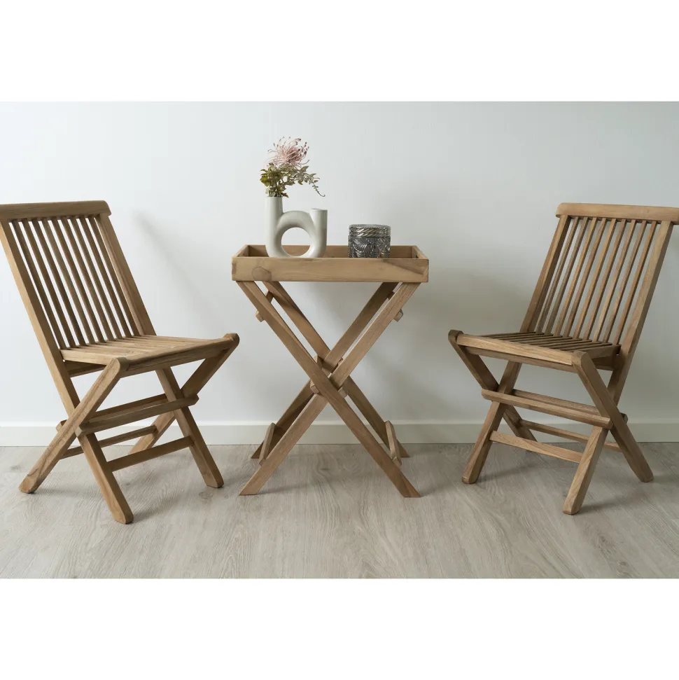 Stolik z tacą Ronda tekowy 29x39cm