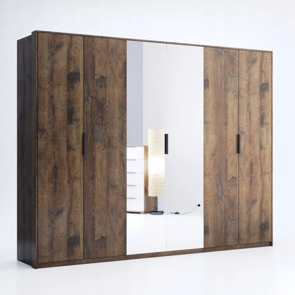 Szafa Anciano 6 drzwi z lustrem brązowa