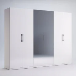 Szafa Flory 6 drzwi z lustrami biała połysk