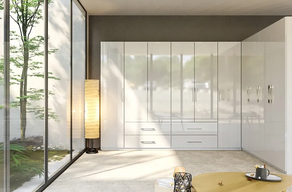 Szafa przesuwna Flory narożna biała połysk