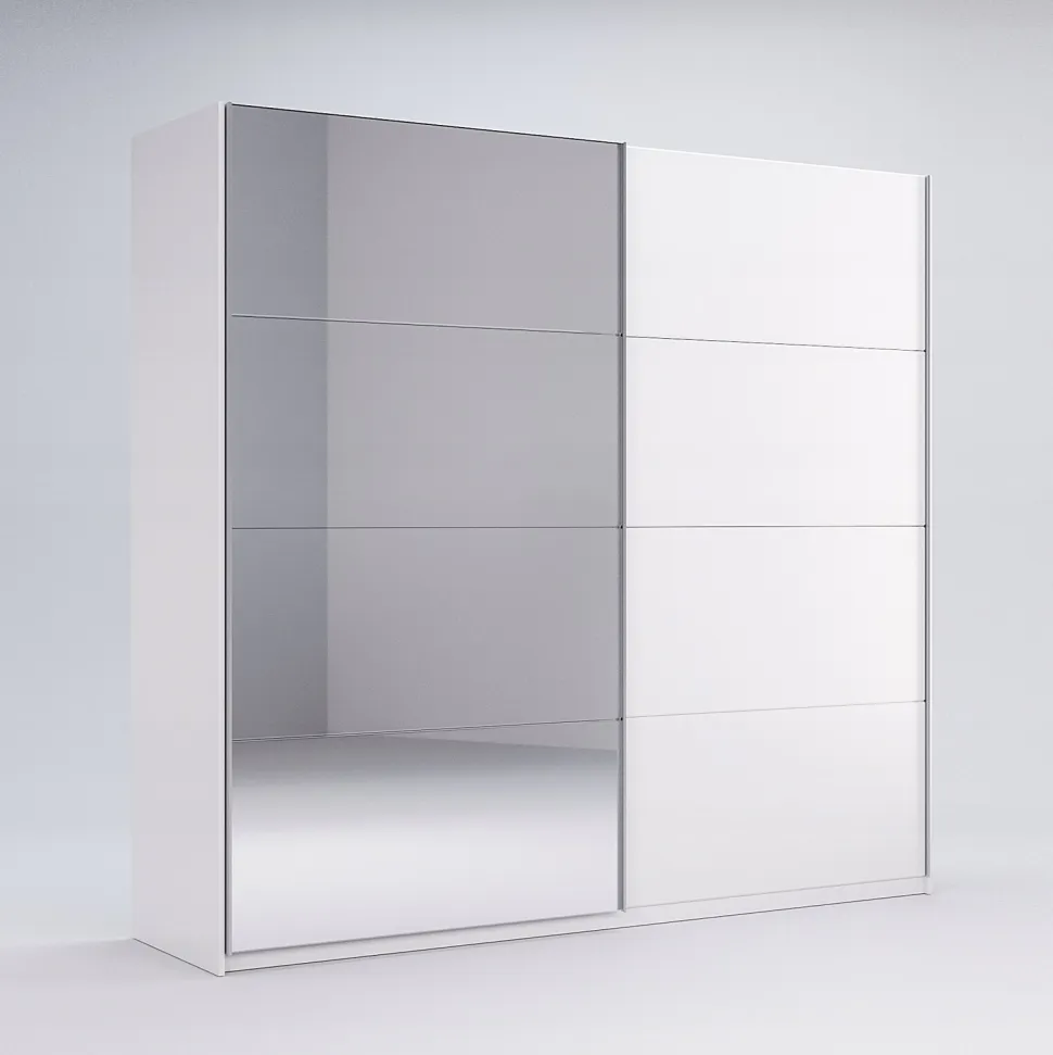 Szafa przesuwna Flory z lustrem 200 cm biały połysk