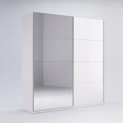 Szafa przesuwna Flory z lustrem 150 cm biały połysk