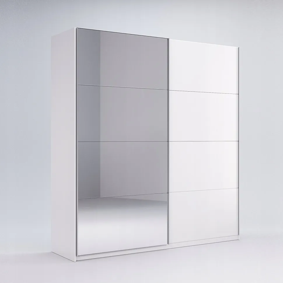 Szafa przesuwna Flory z lustrem 150 cm biały połysk
