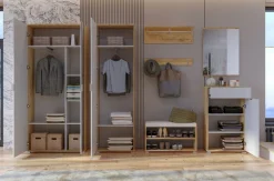 Szafa Tissa z lustrem 80cm dąb craft/biały połysk