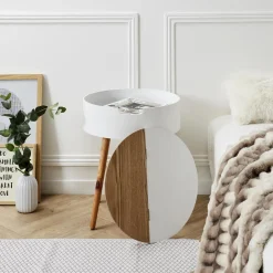 Szafka nocna Azilal biała/ naturalna