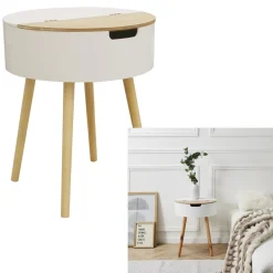 Szafka nocna Azilal biała/ naturalna