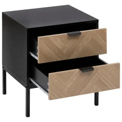 Szafka nocna Chevron z efektem naturalnego drewna