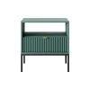 Szafka nocna Delicious ryflowana zielona  czarne nogi