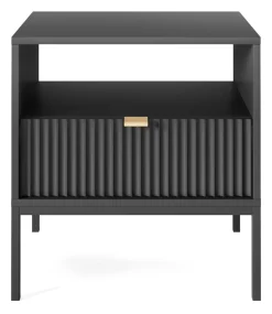 Szafka nocna Delicious ryflowana czarna