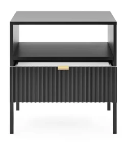 Szafka nocna Delicious ryflowana czarna