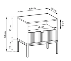 Szafka nocna Delicious ryflowana czarna