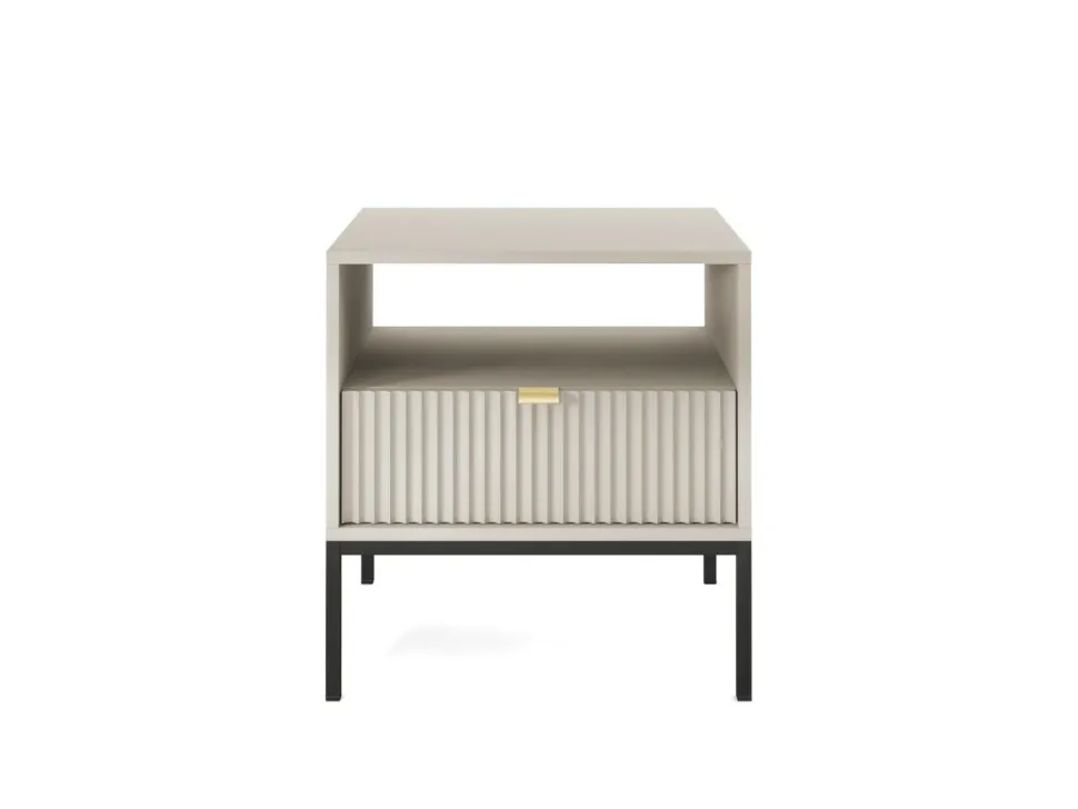 Szafka nocna Delicious ryflowana kaszmir czarne nogi