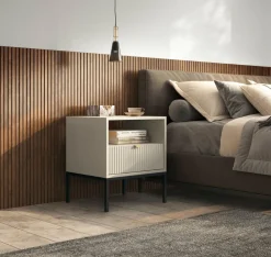 Szafka nocna Delicious ryflowana kaszmir czarne nogi