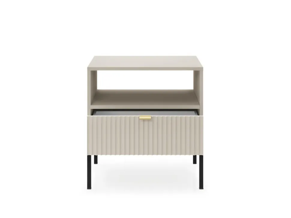 Szafka nocna Delicious ryflowana kaszmir czarne nogi