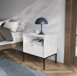 Szafka nocna Delicious ryflowana biała