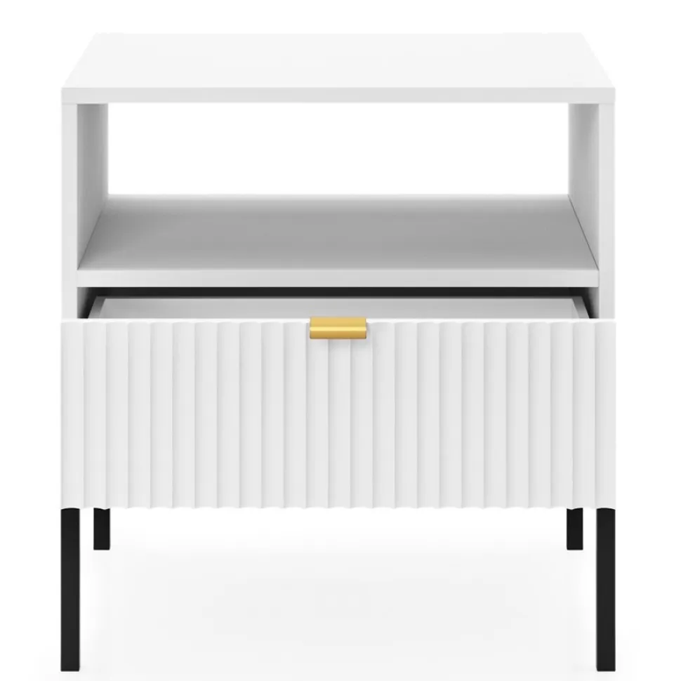 Szafka nocna Delicious ryflowana biała