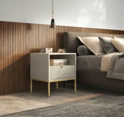 Szafka nocna Delicious ryflowana kaszmir złote nogi