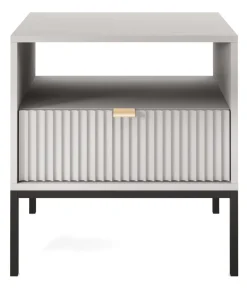 Szafka nocna Delicious ryflowana szara