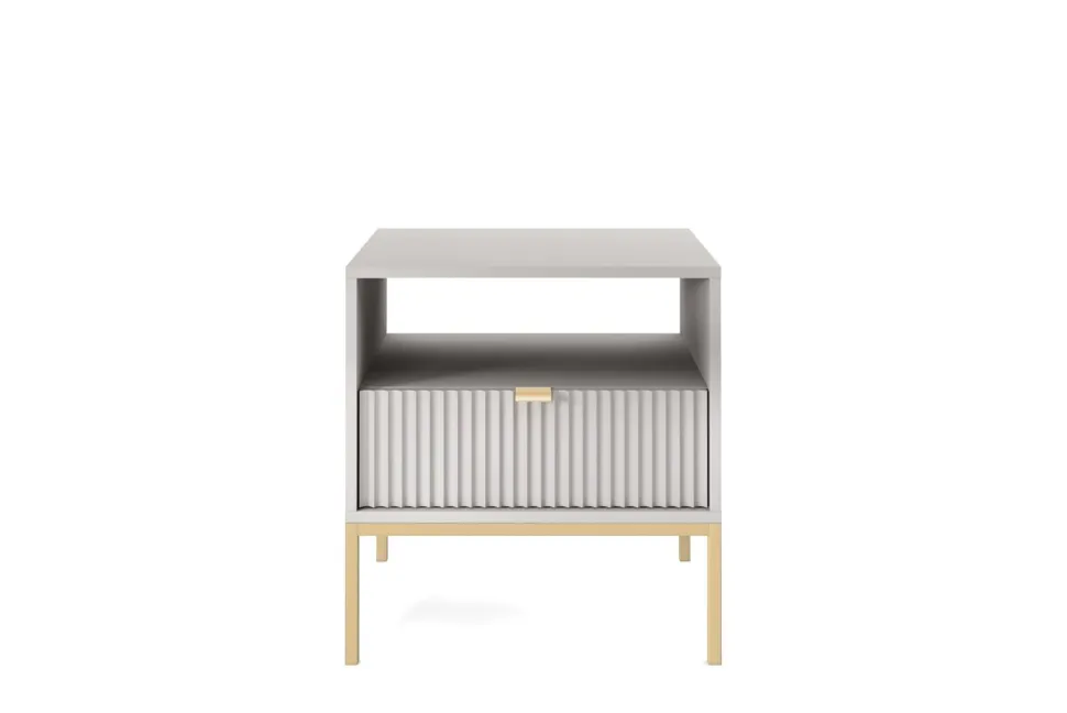 Szafka nocna Delicious ryflowana szara