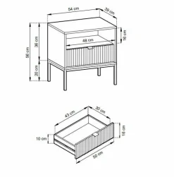 Szafka nocna Delicious ryflowana szara