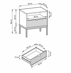 Szafka nocna Delicious ryflowana biała złote nogi