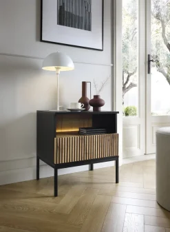 Szafka nocna Novel czarna/dąb wotan