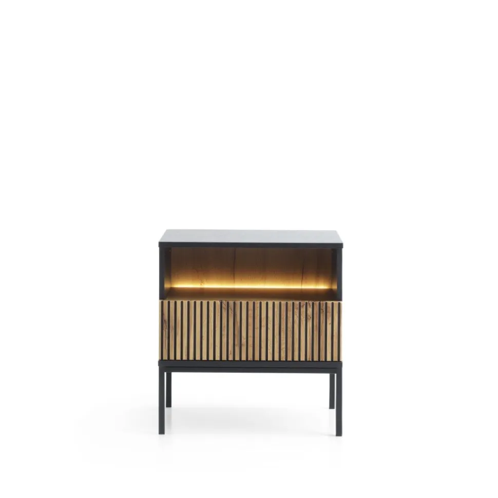 Szafka nocna Novel czarna/dąb wotan