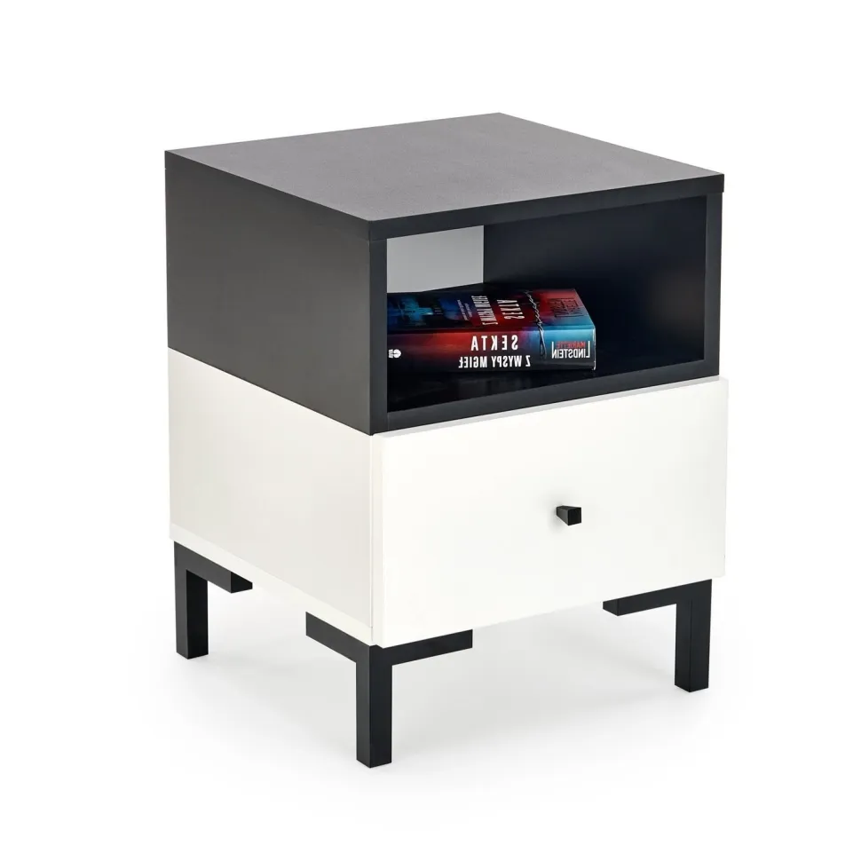 Szafka nocna Tisaia biały/czarny