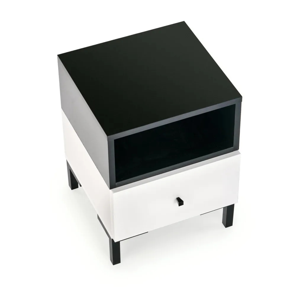 Szafka nocna Tisaia biały/czarny
