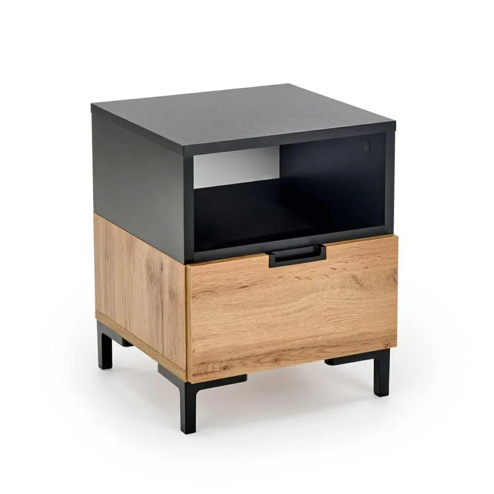 Szafka nocna Tisaia dąb wotan/czarny