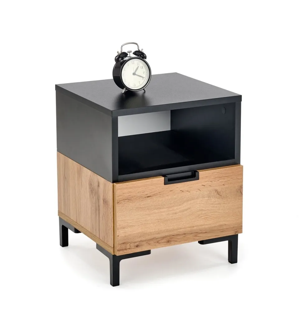 Szafka nocna Tisaia dąb wotan/czarny