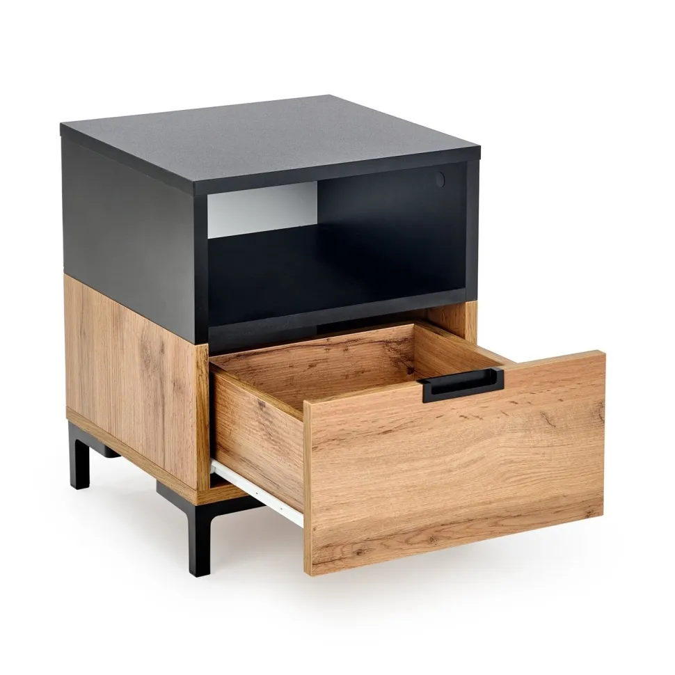 Szafka nocna Tisaia dąb wotan/czarny
