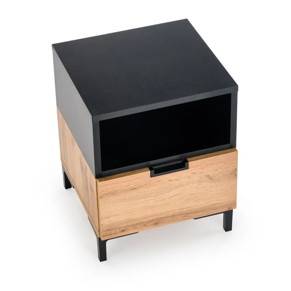 Szafka nocna Tisaia dąb wotan/czarny