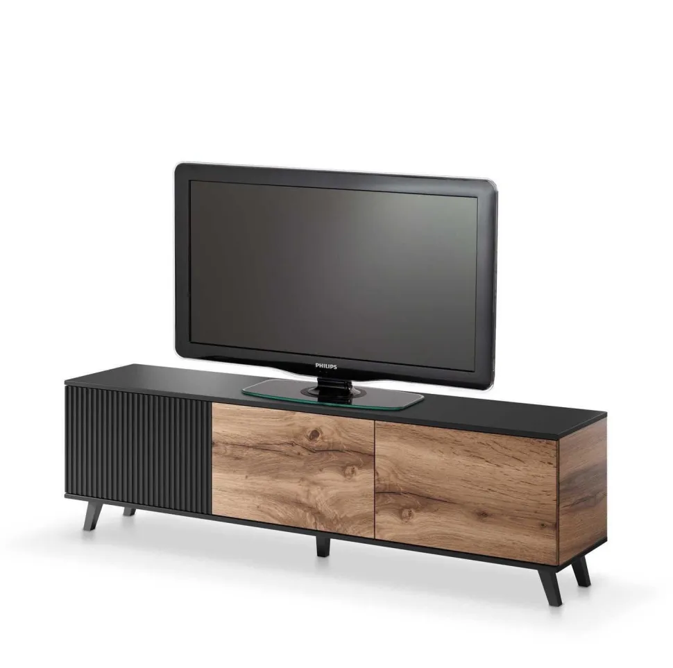 Szafka RTV 180cm Adre dąb wotan/ czarna