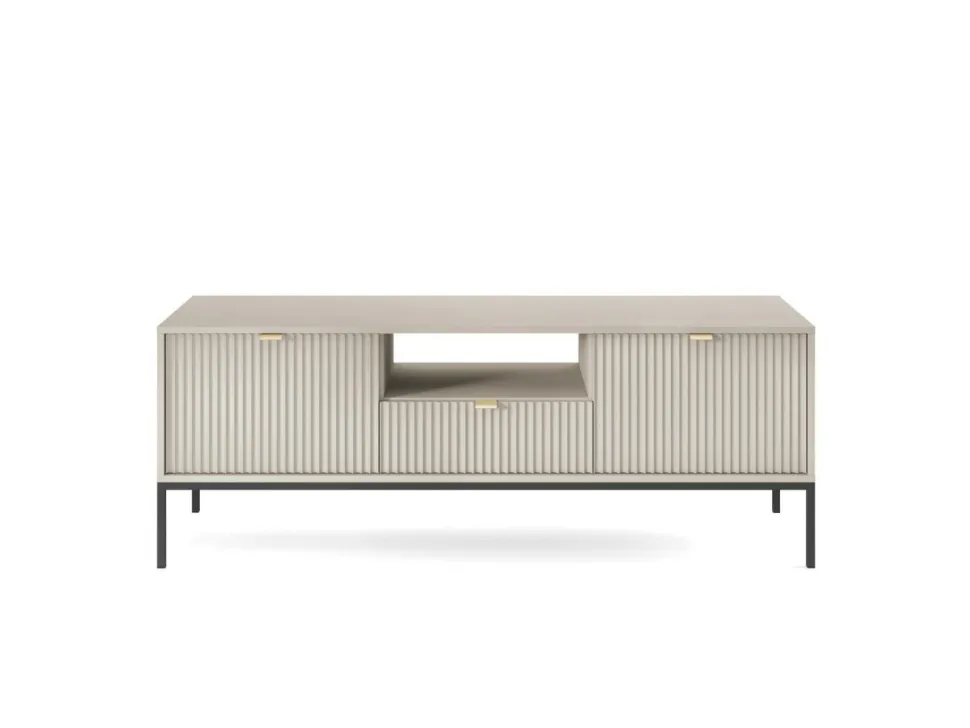 Szafka RTV Delicious ryflowana kaszmir czarne nogi