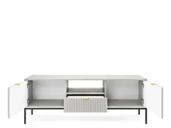 Szafka RTV Delicious ryflowana szara/ złote nogi