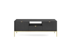 Szafka RTV Delicious ryflowana czarna/ złote nogi