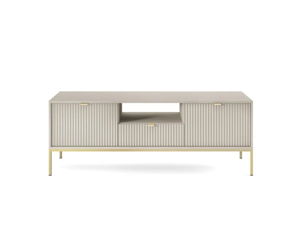 Szafka RTV Delicious ryflowana kaszmir złote nogi