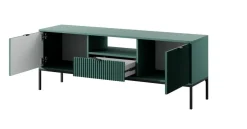 Szafka RTV Delicious ryflowana zielona    czarne uchwyty