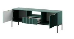 Szafka RTV Delicious ryflowana zielona    czarne nogi