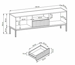 Szafka RTV Delicious ryflowana zielona czarne nogi