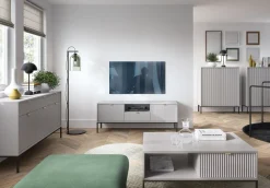 Szafka RTV Delicious ryflowana szara