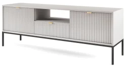 Szafka RTV Delicious ryflowana szara