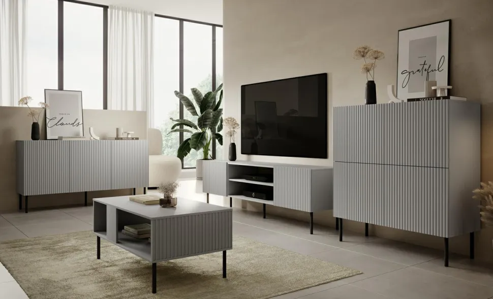 Szafka RTV Harbin szara/czarna