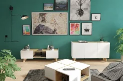 Szafka RTV Lett LT02 Biel/ złoty Dąb