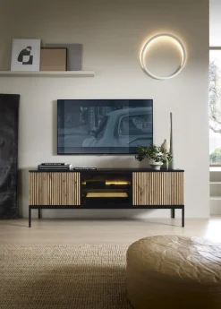 Szafka RTV Novel czarna/dąb wotan