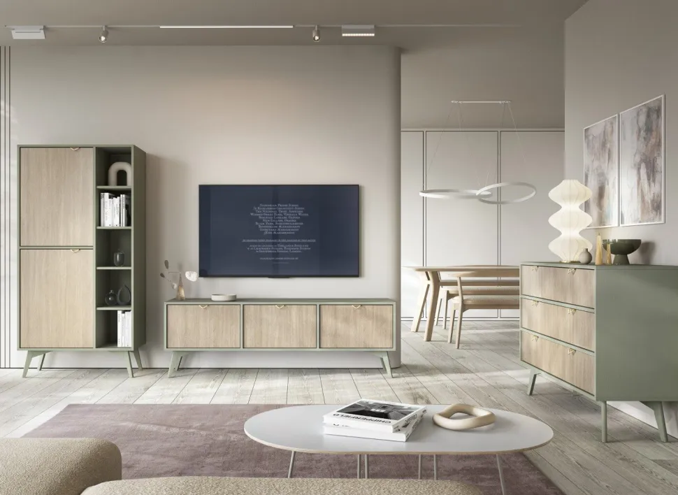 Szafka RTV Sage szałwia/naturalna