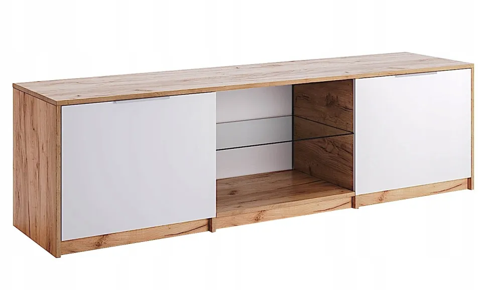 Szafka RTV Tissa dąb craft/ biały połysk
