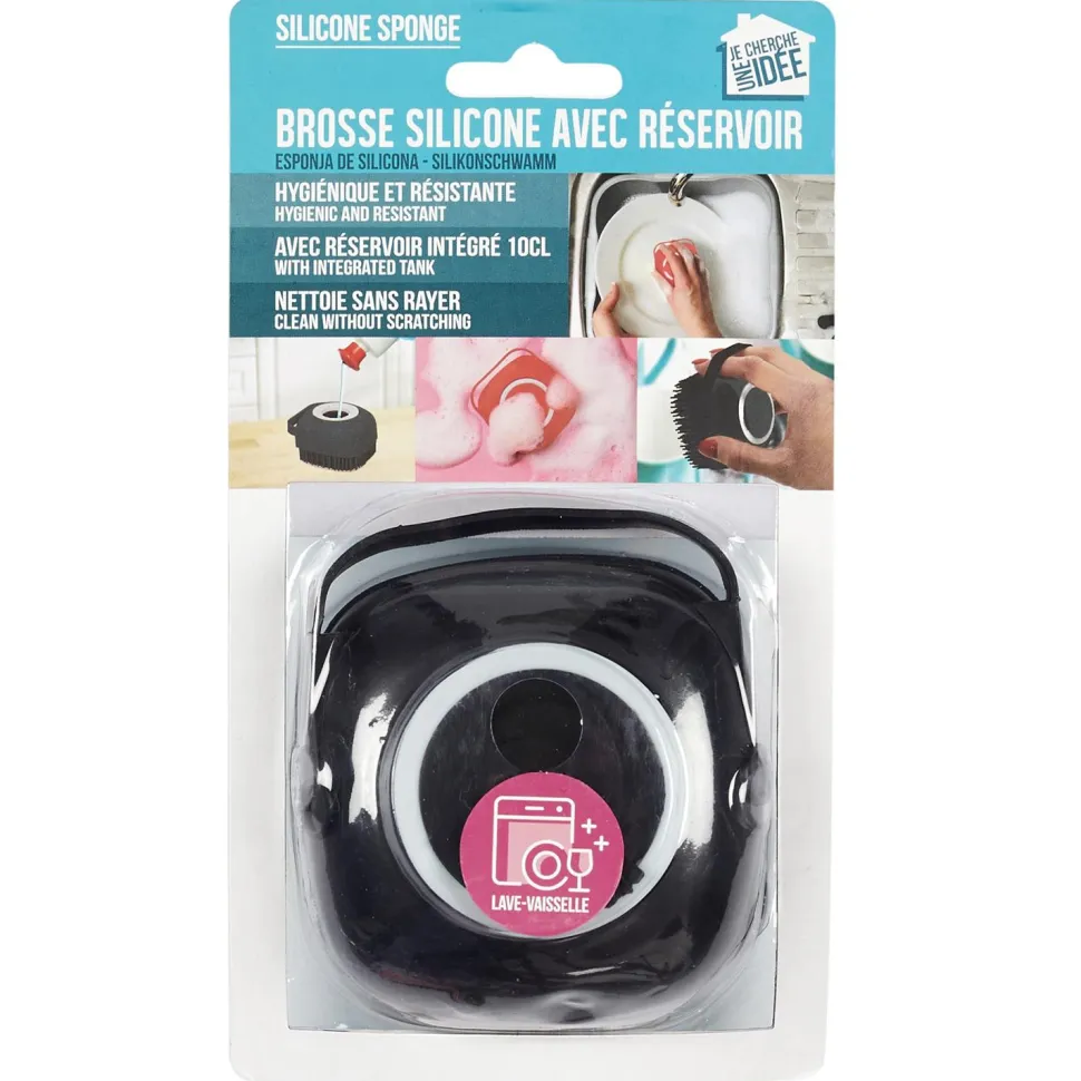 Szczotka do naczyń z pojemnikiem na płyn czarna