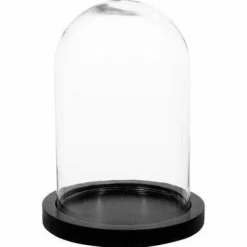 Szklany klosz 26cm z czarną drewnianą podstawką